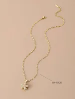 Rotatable Five-Petal Flower Gold Plated Women's Necklace (With gift box)