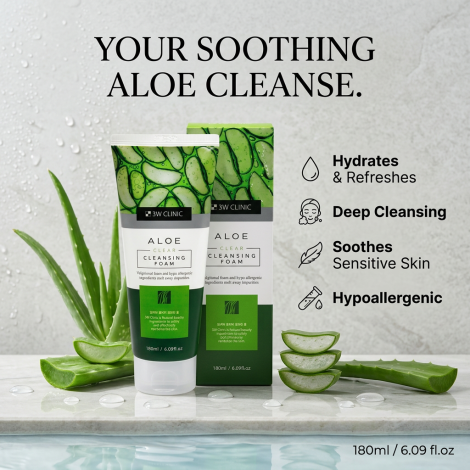 3W Clinic Aloe Clear Cleansing Foam 180ml (Korea)