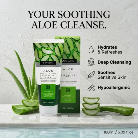 3W Clinic Aloe Clear Cleansing Foam 180ml (Korea)