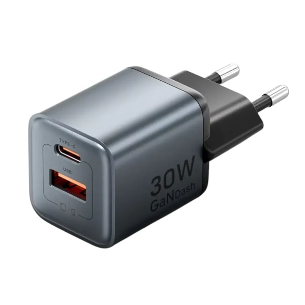 Vention 2-Port GaN Charger 30W USB-C + 18W USB-A, EU Plug