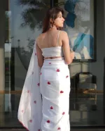 Embroidered Georgette Saree with Tassels, Without Blouse