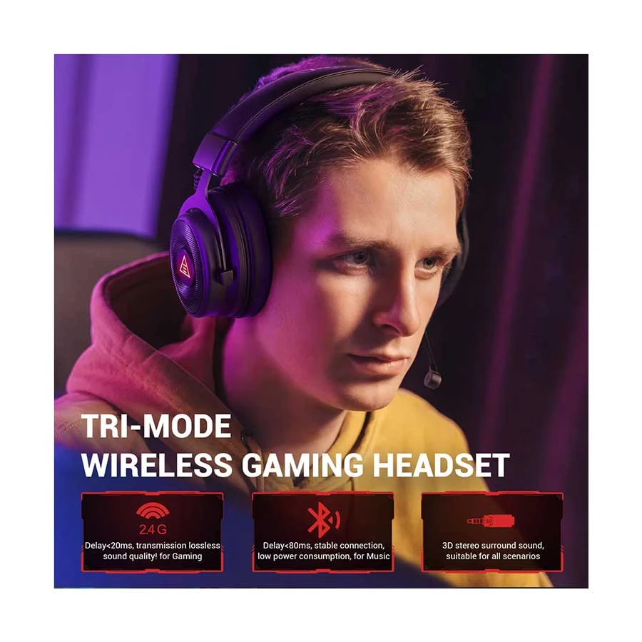 EKSA E900 BT Black Bluetooth Over-Ear Gaming Headphone
