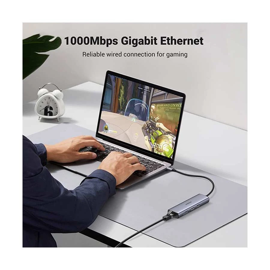 UGREEN 90568 USB-C to HDMI, Dual USB 3.0, USB-C, LAN, SD & TF Hub