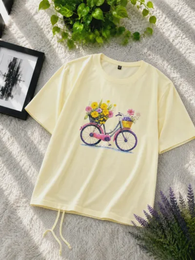 Ladies' DTF Print Drop Shoulder T-Shirt, 160 GSM Cotton, Free Size