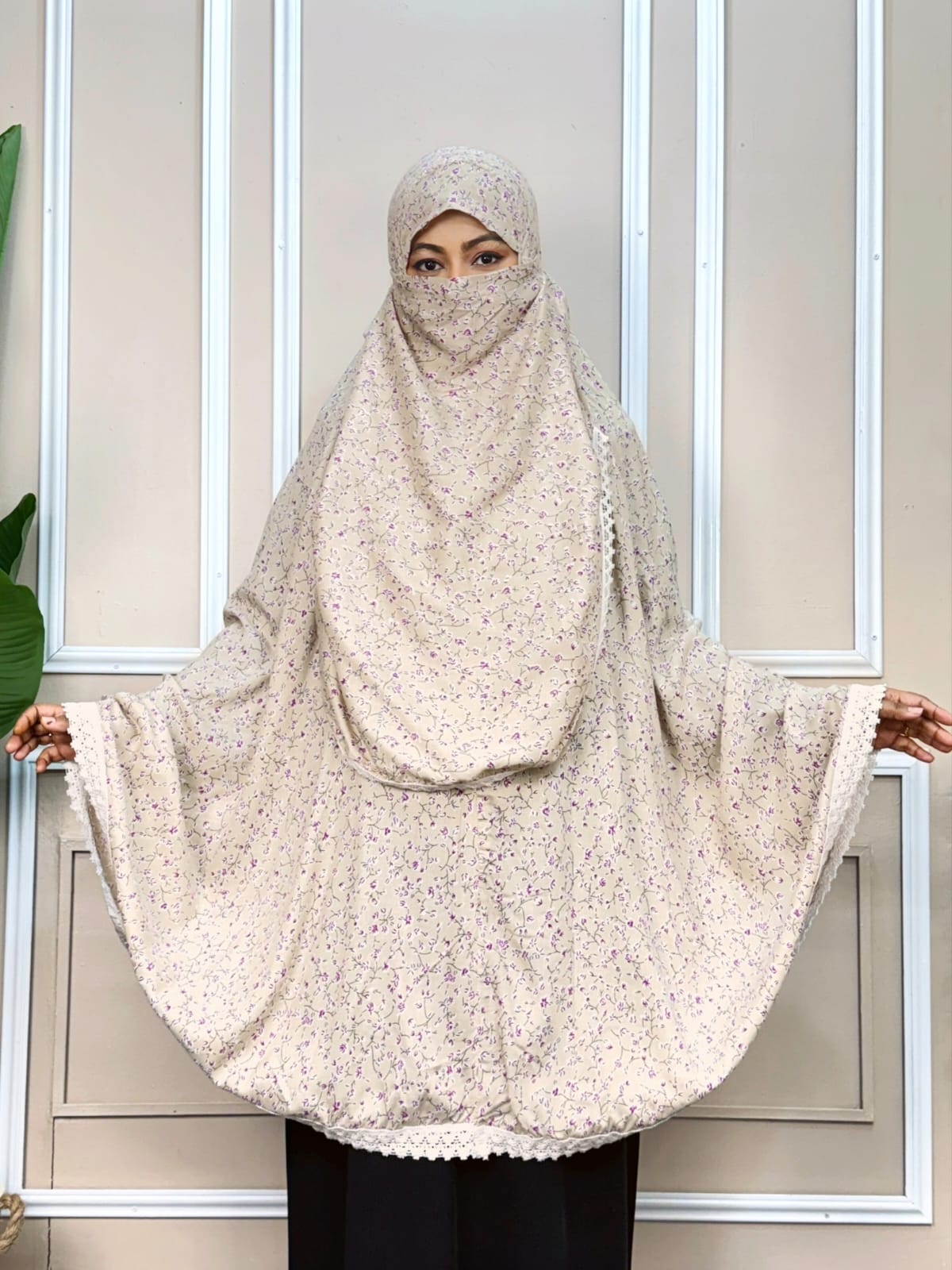 Viscose Cotton Niqab Hijab, Front 45 Inch and Gher 150 Inch