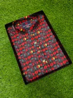 Men's Digital Print Cotton Panjabi with Snap Buttons, 6 Colours