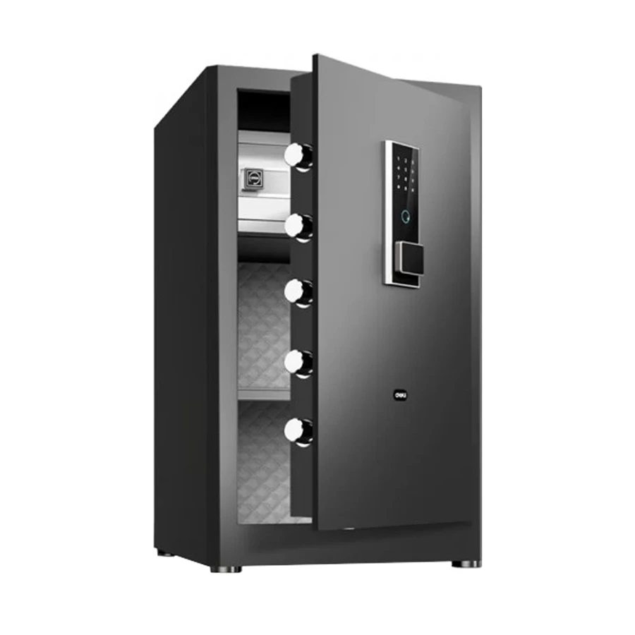 Deli ET597 Fingerprint Digital Safe Box with Key & Password, Black