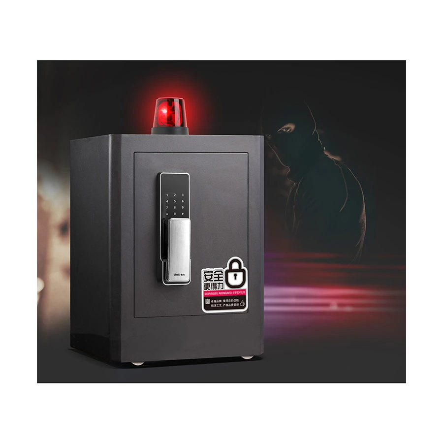 Deli 4117G Fingerprint Digital Safe Box with Key & Password, Black
