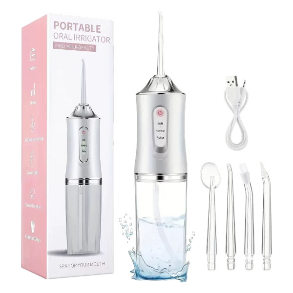Portable Dental Water Flosser Oral Irrigator USB Rechargeable Water Floss Jet Tooth Pick 4 Tips 220ml Mouth washing machine