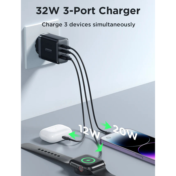JR-TCF10 32W 2C1A Fast Charger-Black