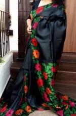 Women's 12 Haath Half Silk Saree with Hand Print Work