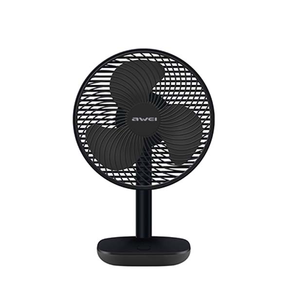 Awei F23 Portable USB Rechargeable Desk Fan (4000mAh)- Black Color