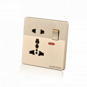 Super Star Gold Ray 2 and 3 Pin Multi Functional Socket With Switch