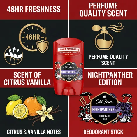 Old Spice Night Panther Scent Of Citrus Vanilla Deodorant Stick 50ml (Germany)
