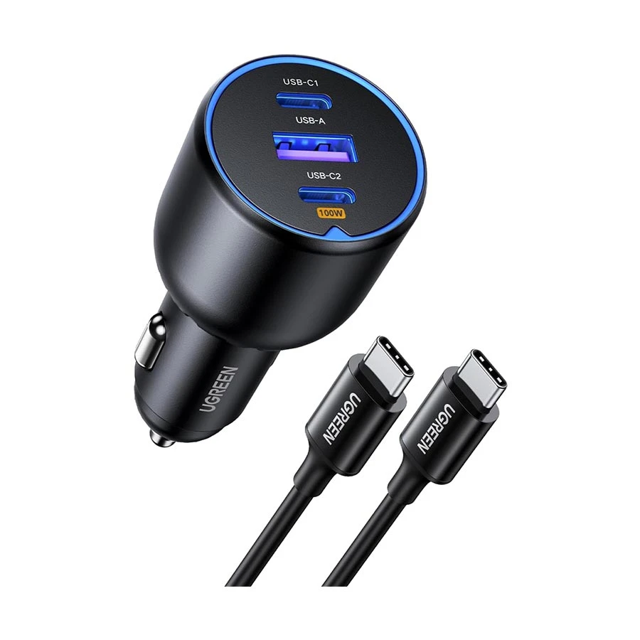 UGREEN EC705 130W USB-A & Dual USB-C Car Charger with USB-C Cable