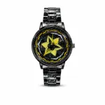 360° Rotating Car Wheel Rim Quartz Watch – Matte Black Sports Wristwatch