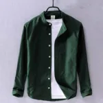 Men's Solid Colour Ban color Shirt  (green)