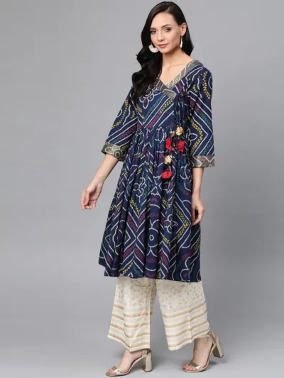 Readymade AC Cotton Printed Kurti with Butterfly Palazzo