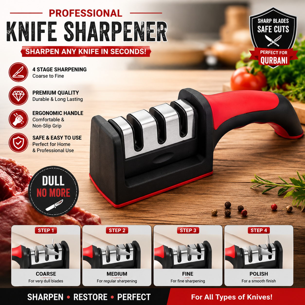 Qurbani Meat Cutting Combo Set – 3 in 1 Premium Kitchen Tool Kit