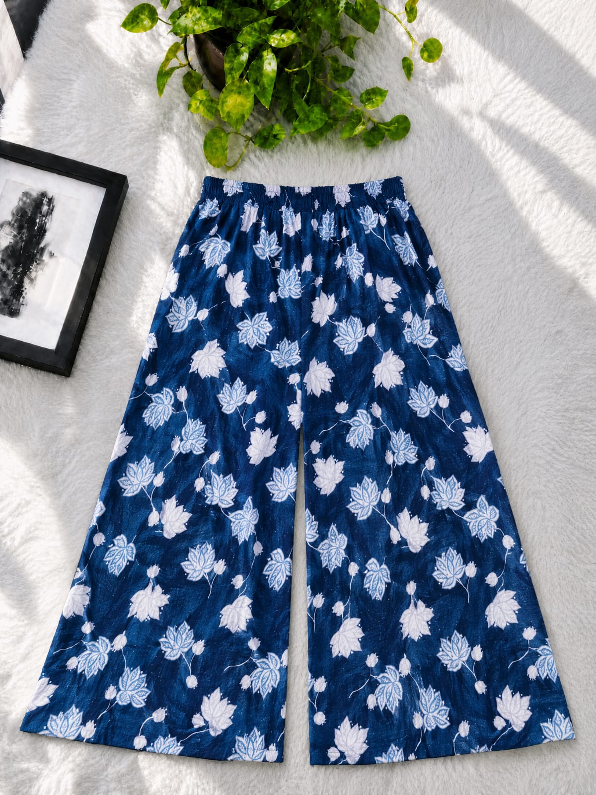 Women's Linen Palazzo Pants, Free Size Waist 28 to 42, 6 Colours
