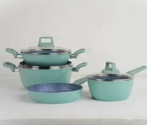 Kiam Die-Casting 7 Set Non-Stick Pan Ceramic Coated-Blue Color