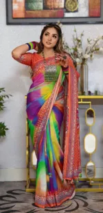 Chanduri Soft Silk Saree with Body Digital Print and Tassels