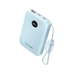 Vention FKAL0-C 10000mAh 22.5W Fast Charging Power Bank with Built-in USB-C Cable – Blue