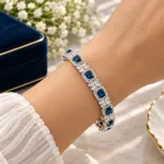 Royal Blue American Diamond-Cut Premium Kada/Bangle Set (2 Pieces)