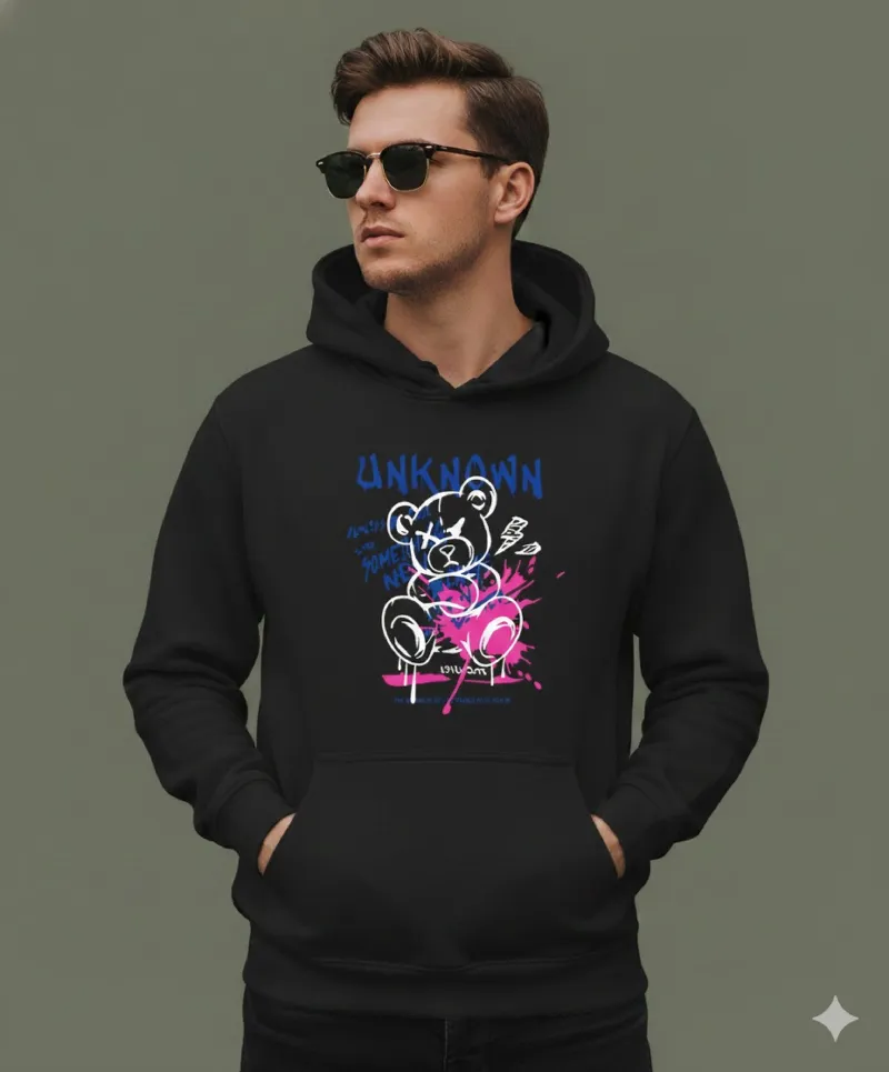 DTF Printed Drop Shoulder Cotton Hoodie, Chest 40 to 46 Inch