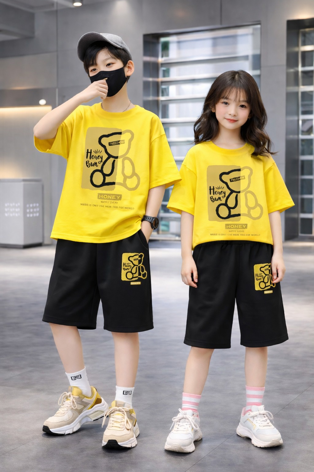 Kids' Drop Shoulder Cotton T-Shirt and Pant Set, 200/220 GSM