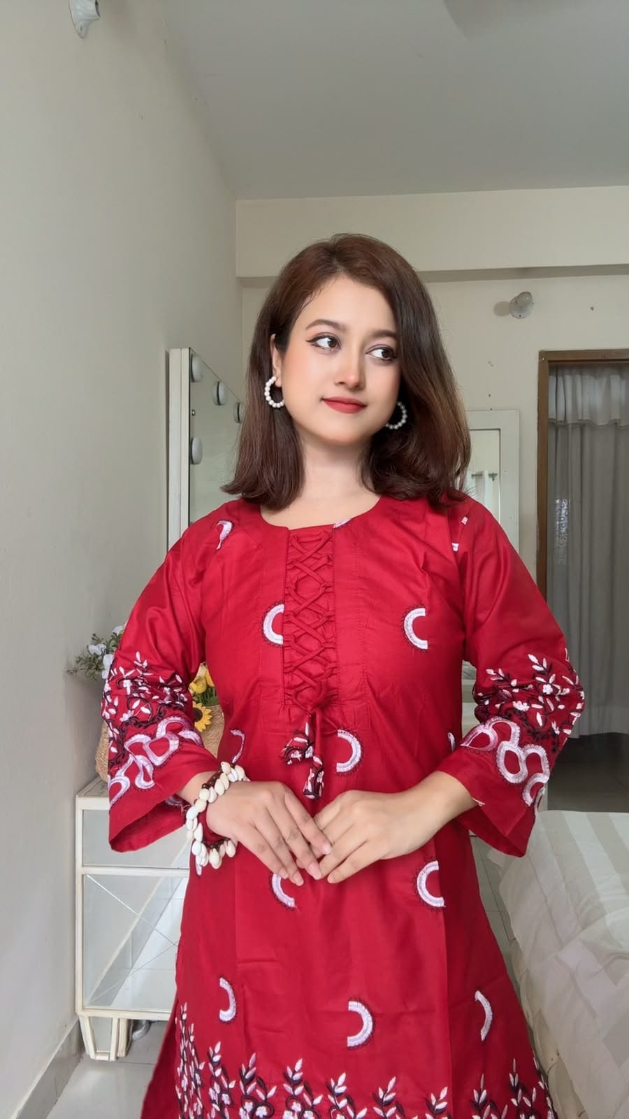 Women's TC Cotton Co-Ord Set with Full Body Embroidery