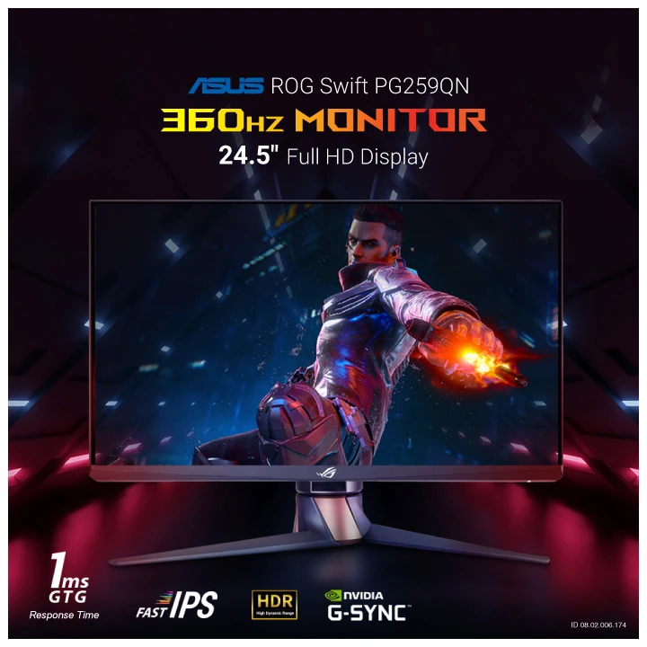 ASUS ROG Swift PG259QN 25 Inch FHD IPS 360Hz Gaming Monitor