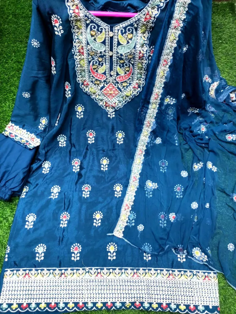 Readymade Crepe Chinon Georgette Three Piece, Sizes 40 to 44