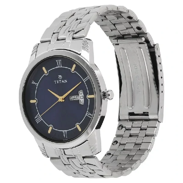 Titan (NS1774SM01) Analog with Day and Date Blue Dial Stainless Steel Strap watch for Men