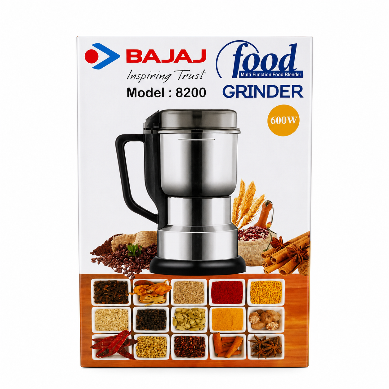 Multifunctional Electric Stainless Steel Food Grinder 1500W – High-Power Spice, Coffee Bean, Nut & Grain Grinder Machine (Model: 8200)
