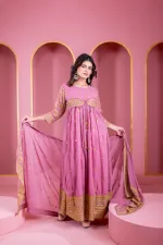 Women's Floor-Touch Embroidered Anarkali Party Dress, 4 Colours