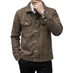 MEN'S Button-Up Shacket Jacket ( Brown+Black)