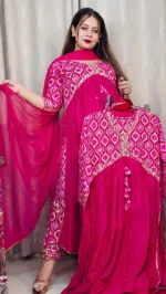 Aliya Cut Linen Three Piece with Karchupi Work, 5 Colours